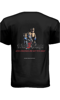 a black t - shirt with an image of a boy and a girl
