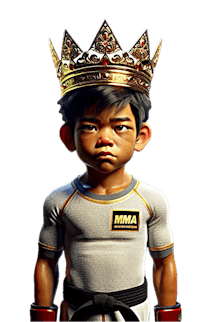 a boy with a crown in front of a black background