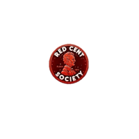 the red cent society logo on a black background