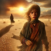 an image of a girl walking in the desert