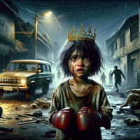 a girl in a boxing ring with a crown on her head
