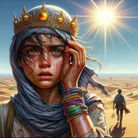 a woman wearing a crown in the desert