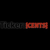 the ticker cents logo on a black background